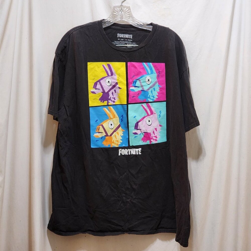 Fortnite Llama Pop Art Black T-Shirt Tee Mens Size 2X 50/52